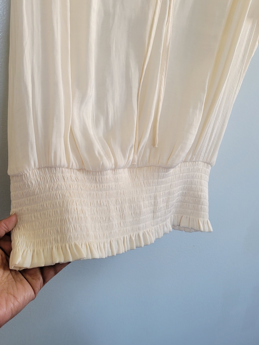 🎈SALE🎈EUC RACHEL Rachel Roy Tie-Neck Ruffle Sleeve Blouse Ivory SZ M Feminine - Picture 6 of 10